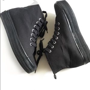 Platform hightop canvas sneakers